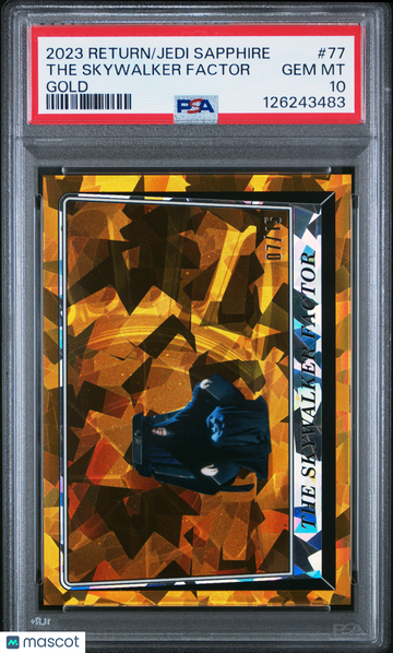 2023 Topps Chrome Sapphire Star Wars Return Of The Jedi The Skywalker Factor #77 Gold PSA 10