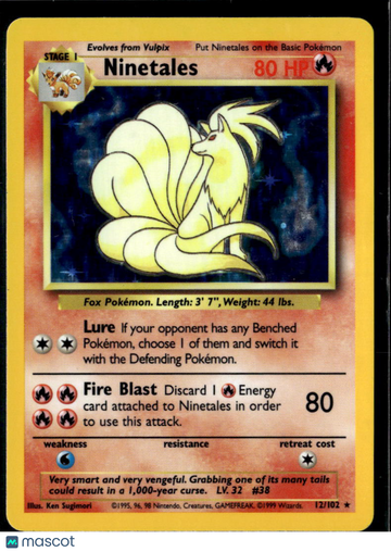 1999 Base Set Ninetales Holo Rare #12/102