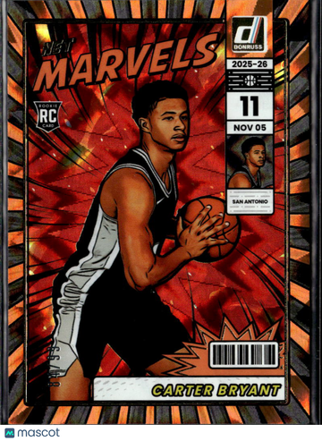 Carter Bryant 2025 Donruss Net Marvels RC San Antonio Spurs