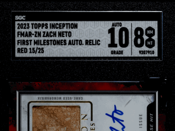 2023 Topps Inception Zach Neto #FMAR-ZN First Milestones Autograph Relic Red 25 SGC 8 Auto 10
