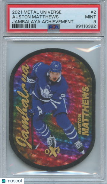 2021-2022 Skybox Metal Universe Jambalaya Achievement Auston Matthews #2 PSA 9 Leaf
