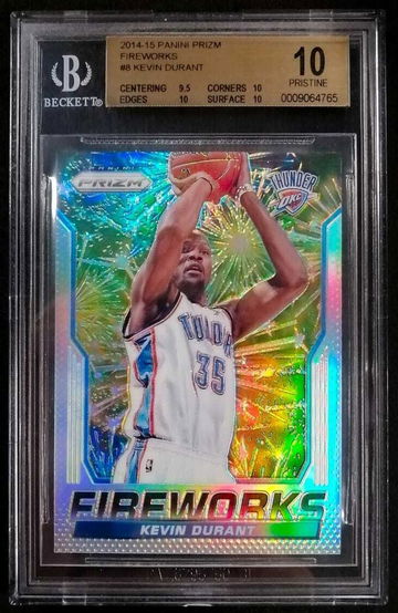 2014-15 Panini Prizm Fireworks Kevin Durant #8 BGS 10 PRISTINE POP 3 - DHL Express Air 6-8 Days