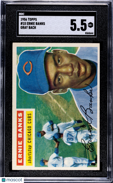 1956 Topps Ernie Banks #15 Gray Back SGC 5.5