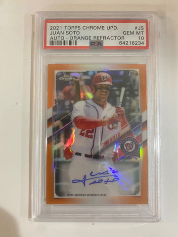2021 Topps Chrome Update Juan Soto Auto Orange /25 PSA 10 Gem Mint 💎 🔥