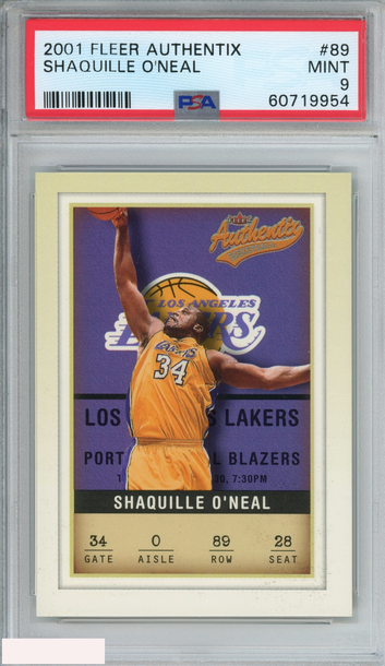 2001 FLEER AUTHENTIX SHAQUILLE ONEAL #89 LOS ANGELES LAKERS HOF PSA 9 MINT