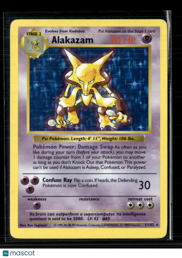 1999 Base Set Alakazam Holo Rare #1/102