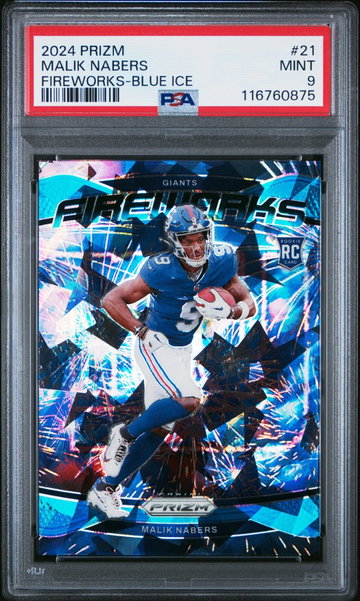 2024 Panini Prizm Blue Ice Malik Nabers #21 PSA 9