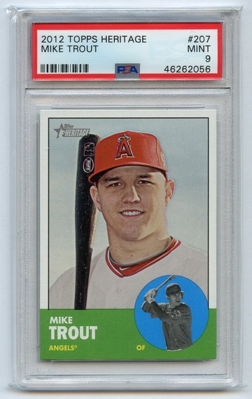 MIKE TROUT 2012 Topps Heritage #207 Rookie Card PSA 9 L.A. Angels X2056
