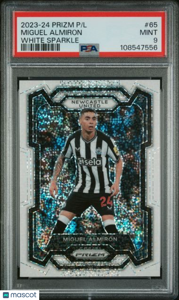 2023-24 Panini Prizm Premier League Miguel Almiron #65 White Sparkle PSA 9