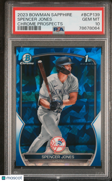 2023 Bowman Sapphire Edition Chrome Prospects Spencer Jones #BCP139 PSA 10