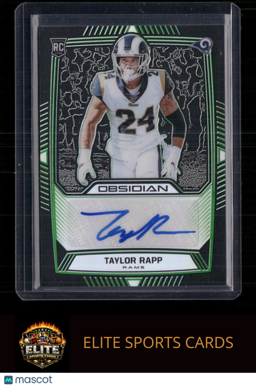 2019 Panini Obsidian Taylor Rapp #RA-TRA Rookie Autos Electric Etch Green SN AU