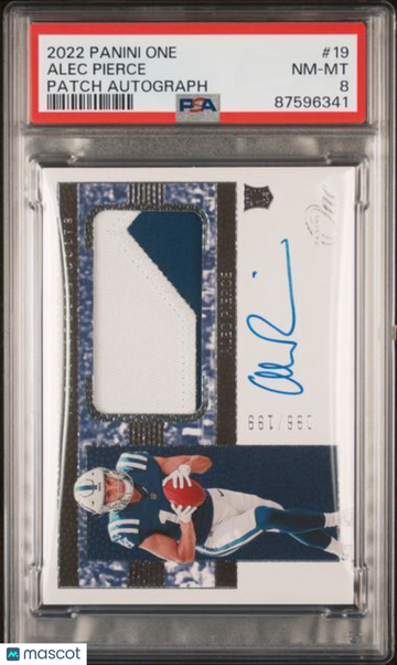 2022 Panini One Alec Pierce #19 Patch Autograph PSA 8