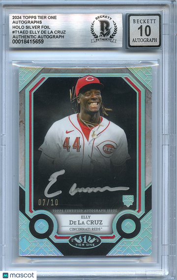 2024 Topps Tier One Autographs Holo Silver Foil Elly De La Cruz #T1AED Rookie BGS A