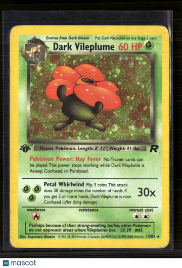 2000 Team Rocket Dark Vileplume Holo Rare 1st Edition #13/82