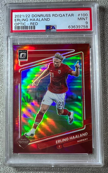 Erling Haaland optic red /149 national jersey psa 9