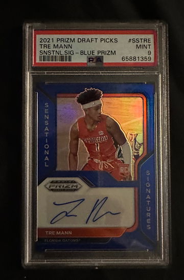 2021 Prizm Draft Picks Tre Mann Auto Blue Sensational Signature PSA 9 /45