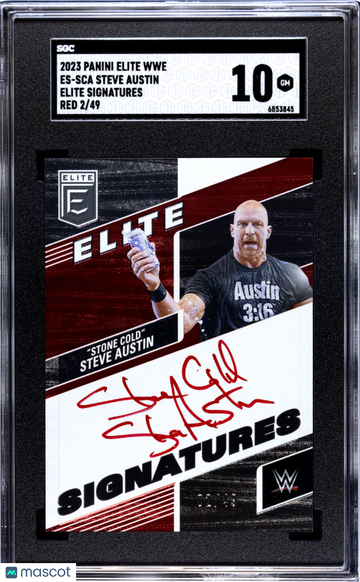 2023 Panini Elite Wwe Steve Austin #ES-SCA Sigs. Red SGC 10