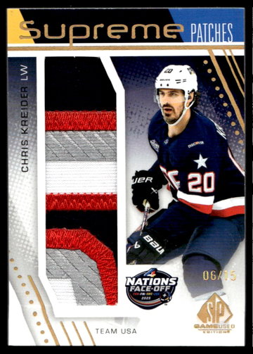 2025 SP Game Used 4 Nations Face-Off Chris Kreider Patch /15
