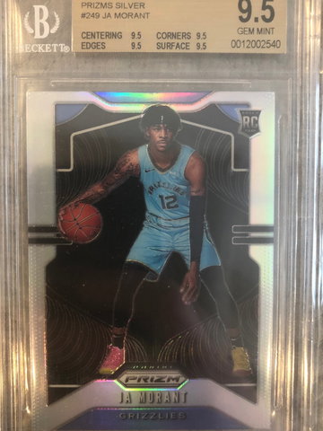 Ja Morant silver Prizm rc 2019 quad 9.5