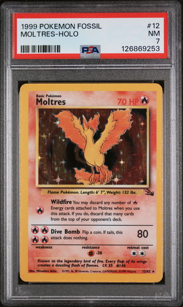 1999 Pokemon Fossil Holo Moltres #12 PSA 7