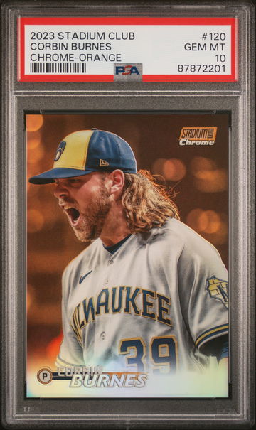 2023 Topps Stadium Club Orange Chrome Corbin Burnes #120 /99 PSA 10