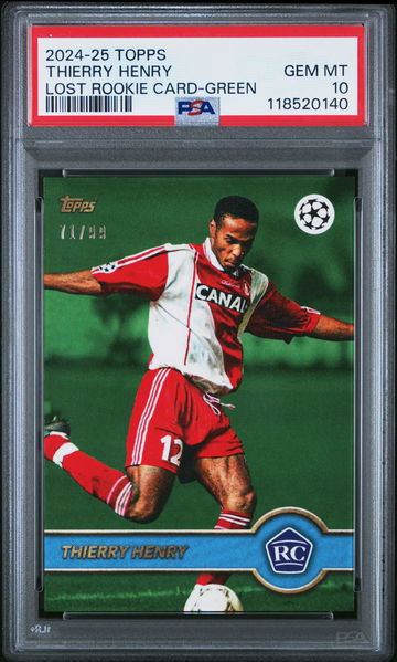 2024 TOPPS THE LOST ROOKIE CARDS THIERRY HENRY #/99 GREEN PSA 10