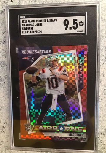 2021 Panini Rookies & Stars AB-20 Mac Jones Airborne Red Plaid Prizm SGC 9.5  MINT