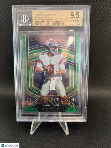 2019 Select Rookie Selections Prizm Daniel Jones Green of 5 BGS 9.5