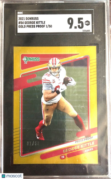 GEORGE KITTLE 2021 Donruss Press Proof #54 GOLD Parallel SP /50 SGC 9.5 SF 49ers