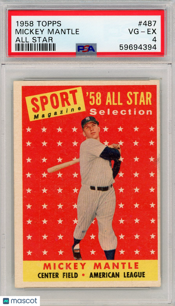 1958 Topps Mickey Mantle #487 All Star PSA 4
