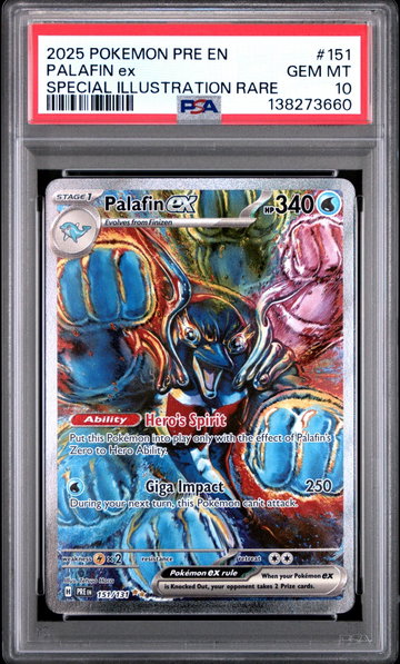 2025 Pokemon Prismatic Evolutions Special Illustration Rare Palkia Ex #151 PSA 10