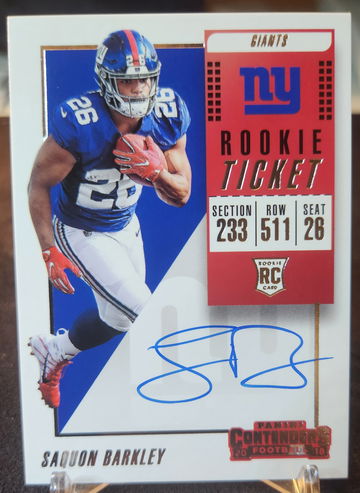 2018 Contenders Saquon Barkley Ball In Left Hand Variation Rookie Auto Ticket