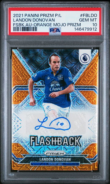 2021 PANINI PRIZM EPL FLASHBACK AUTOS LANDON DONOVAN  ORANGE MOJO #FBLDO PSA 10