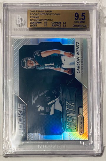 2016 Panini Prizm Carson Wentz Rookie Introductions GEM MINT BGS 9.5