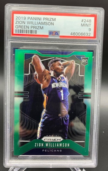 2019 Panini Prizm ZION WILLIAMSON Rookie RC GREEN Prizm PSA 9
