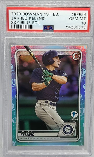 2020 Bowman 1st Edition #BFE94 Jarred Kelenic Sky Blue Foil PSA 10