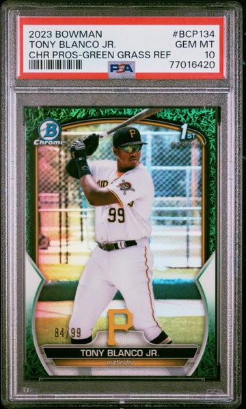 2023 BOWMAN TONY BLANCO JR. CHROME PROSPECTS CHR PROS-GREEN GRASS REF #BCP134 PSA 10
