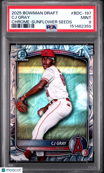 2025 Bowman Draft CJ Gray #BDC-197 Chrome Sunflower Seeds PSA 9