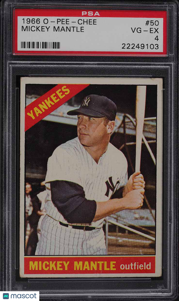 1966 O-Pee-Chee Baseball Mickey Mantle #50 PSA 4 NICELY CENTERED