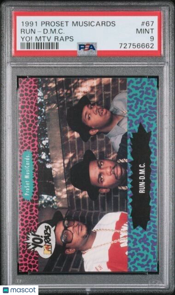 1991 Pro Set MusiCards Yo! MTV Raps - [Base] Run-D. M. C. #67 PSA 9