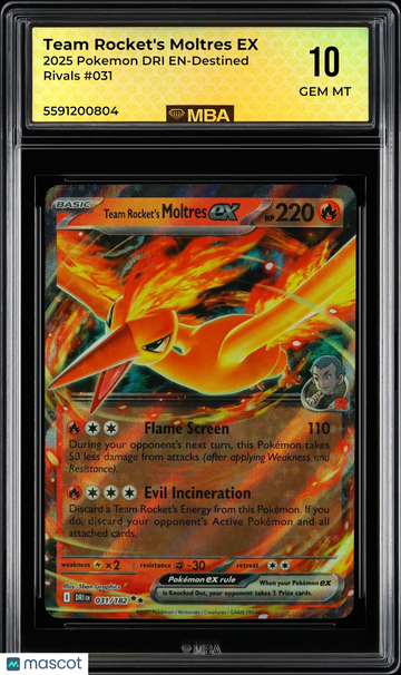 2025 Pokemon DRI EN-Destined Rivals Team Rocket's Moltres EX #031 MBA 10