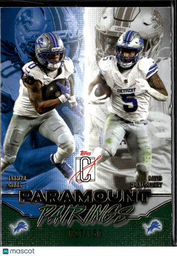 David Montgomery Jahmyr Gibbs 2025 Topps Composite Paramount Pairings /150 Detroit Lions