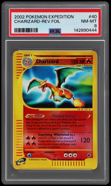 2002 Pokemon Expedition Charizard Reverse Holo PSA 8
