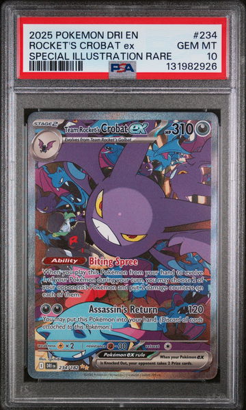 2025 Pokemon Destined Rivals Special Illustration Rare Team Rocket's Crobat Ex #234 PSA 10