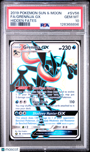 Hidden Fates: Shiny Vault Greninja GX PSA 10 #SV56