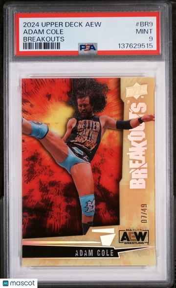 2024 Upper Deck Aew Breakouts Adam Cole #BR9 /49 PSA 9