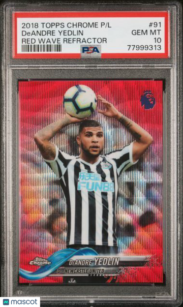 2018 Topps Chrome Premier League DeAndre Yedlin #91 Red Wave Refractor PSA 10