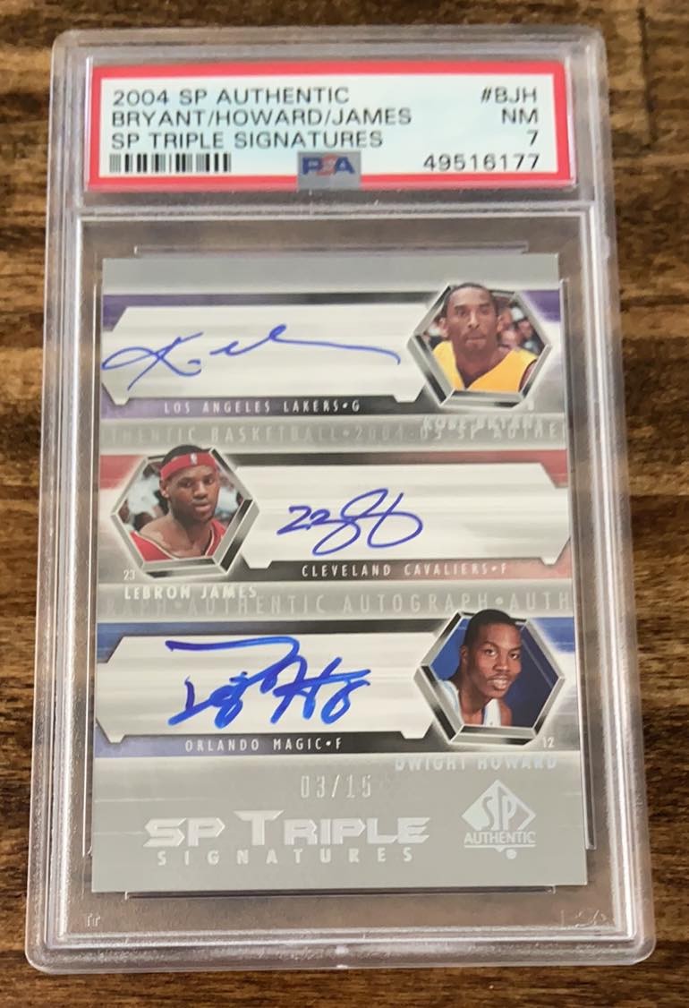 Lebron James Kobe Bryant Dwight Howard Triple Auto 2004 SP Authentic /15