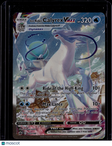 2021 Chilling Reign Ice Rider Calyrex VMAX Holo Secret Rare #203/198