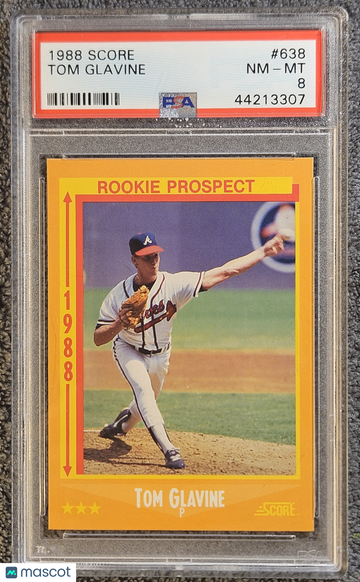 1988 Score Tom Glavine #638 HOF Rookie RC PSA 8